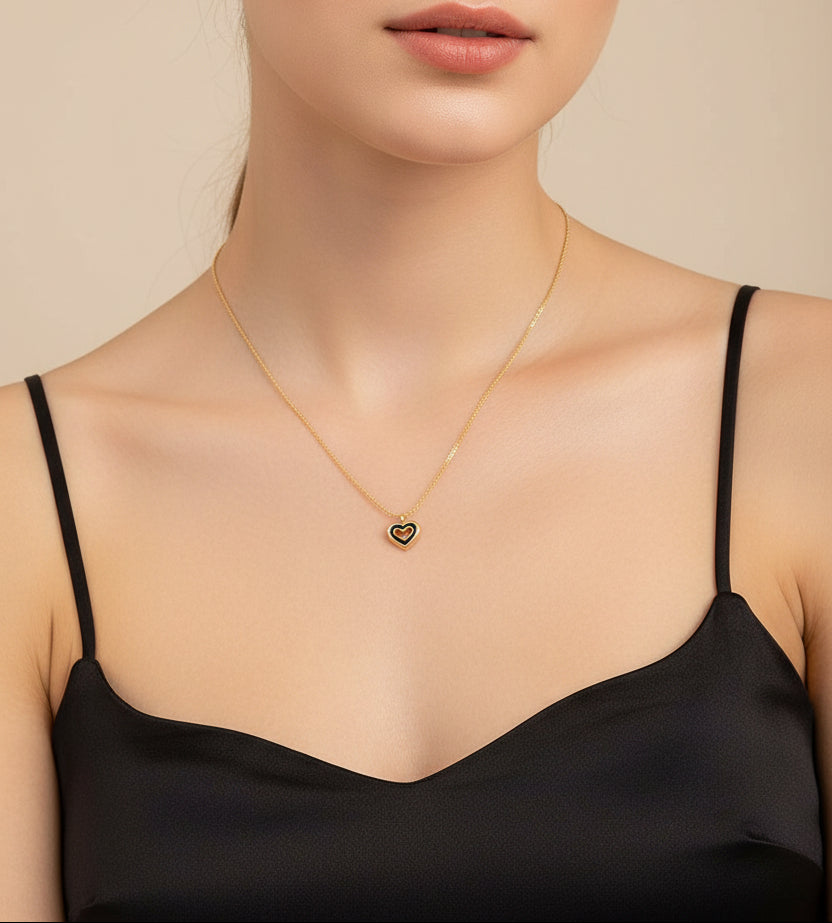 Tiny Black Heart Chain