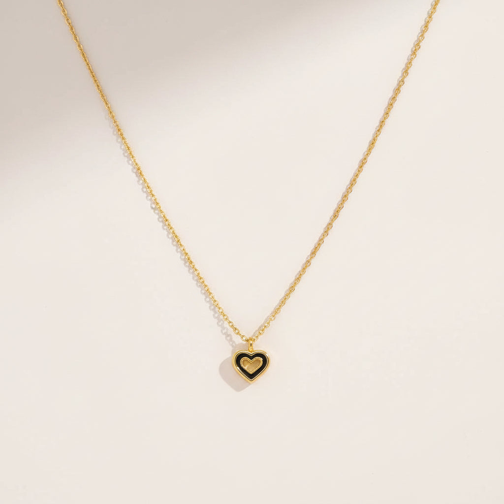 Tiny Black Heart Chain