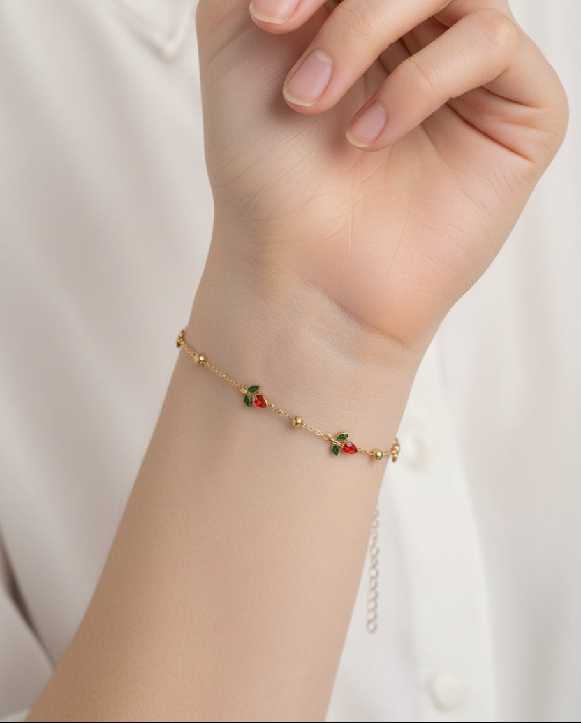Red Tulip Chain Bracelet