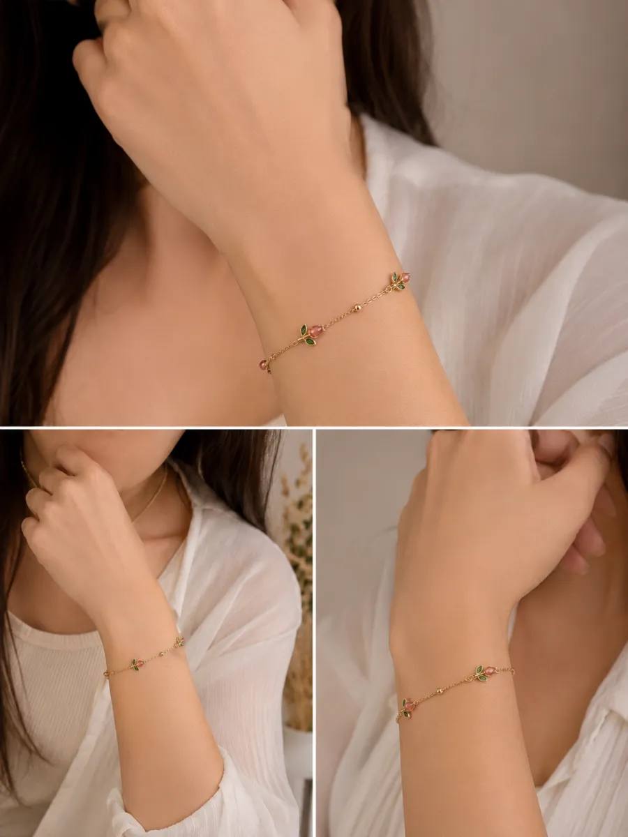 Pink Tulip Chain Bracelet