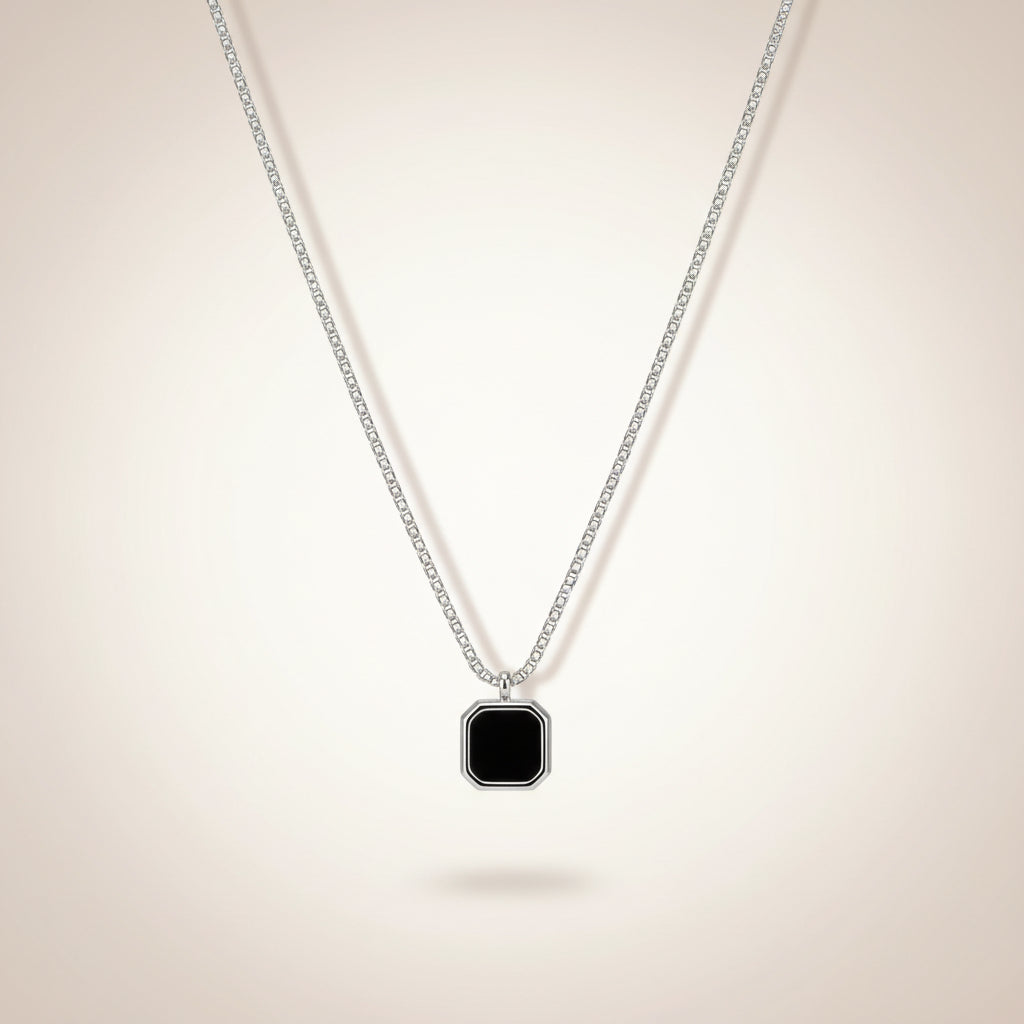 Unisex Black Silver Chain