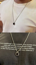 Unisex Black Silver Chain