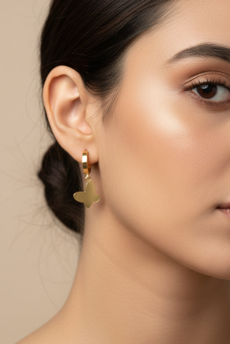 Gold Butterfly Hoops