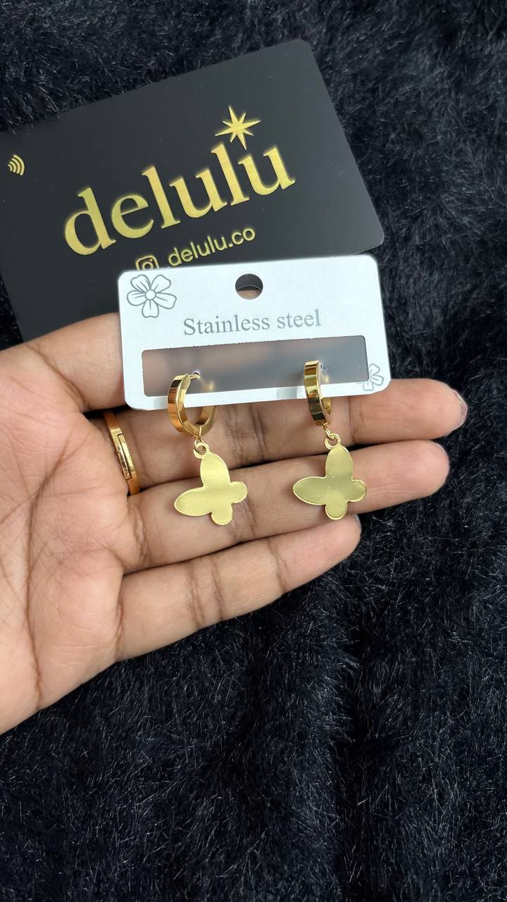 Gold Butterfly Hoops