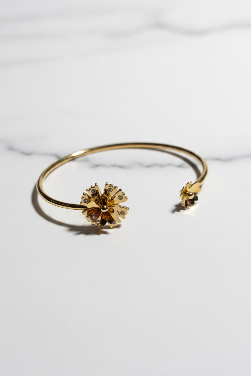Flowers Open Hand Cuff Bracelet