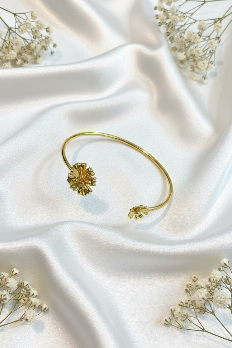 Flowers Open Hand Cuff Bracelet