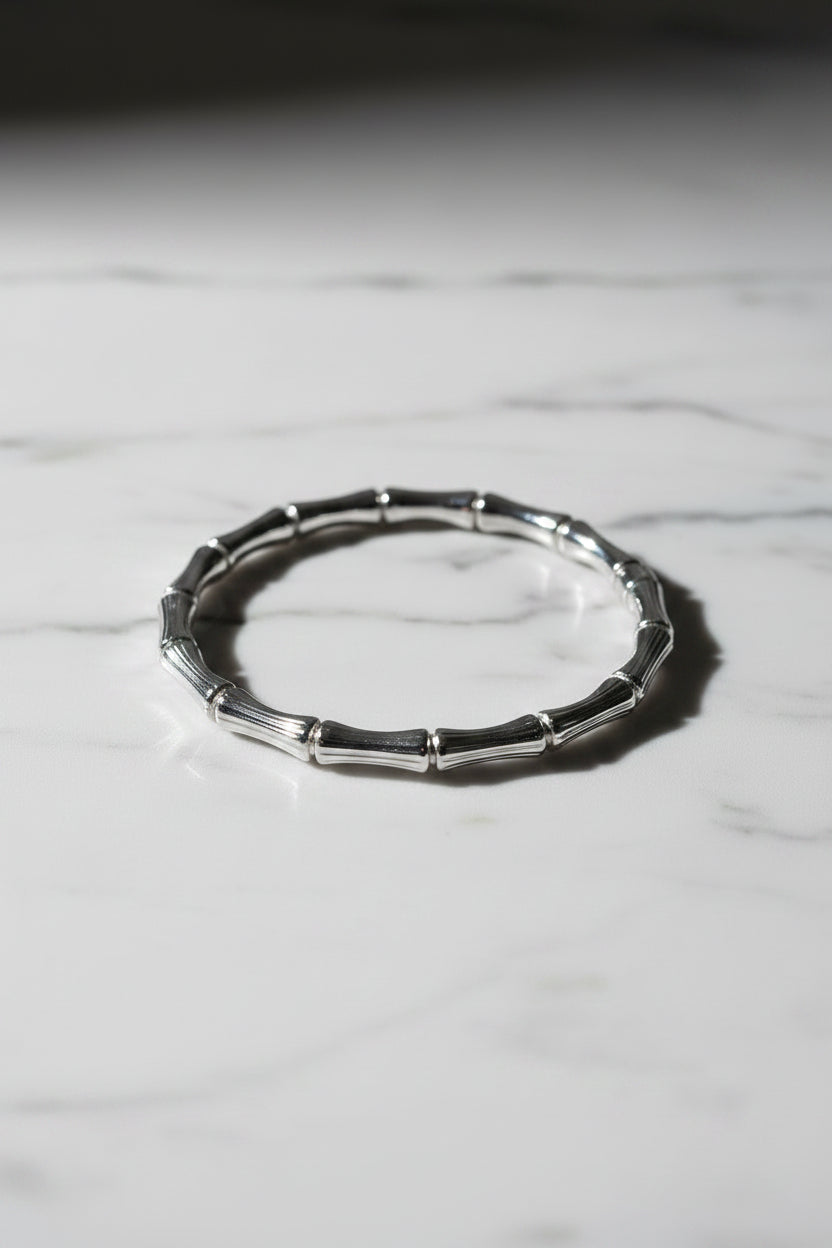 Silver Bamboo Kada Bracelet