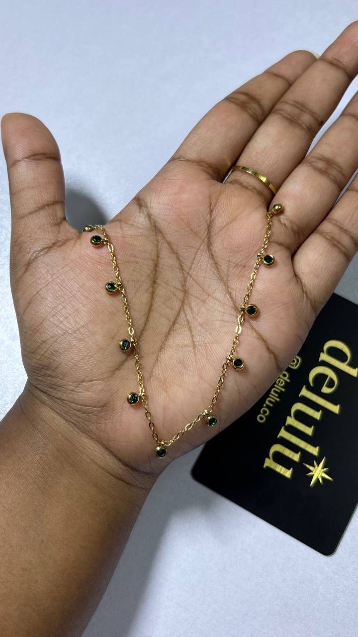 Green Stone Charm Chain
