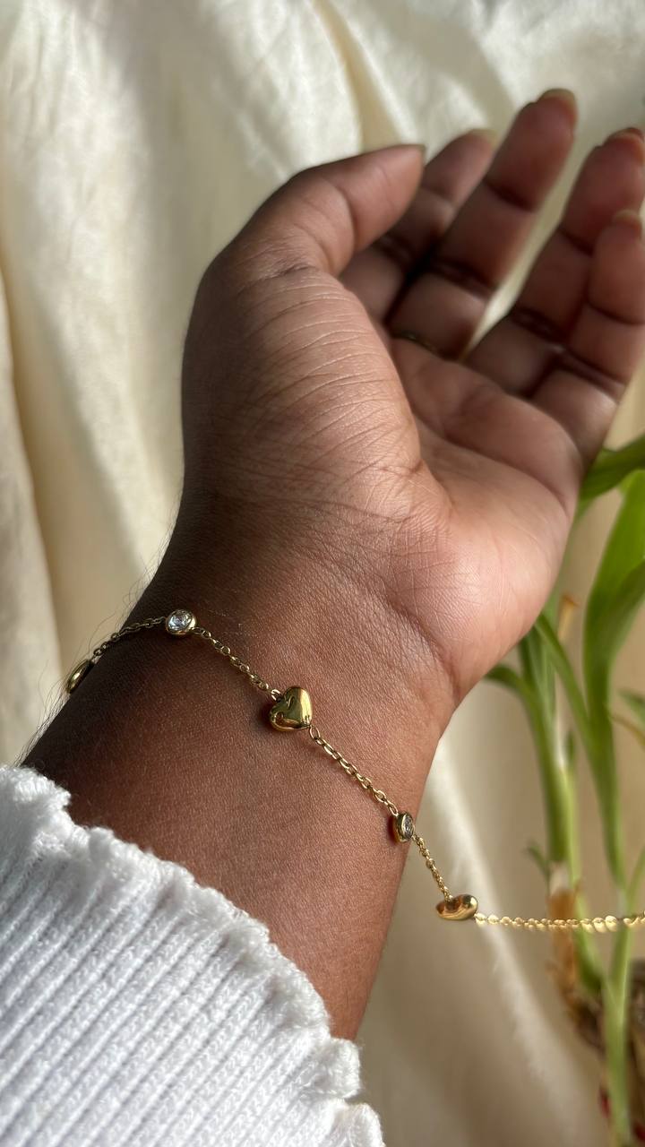 Heart & Stone Chain Bracelet