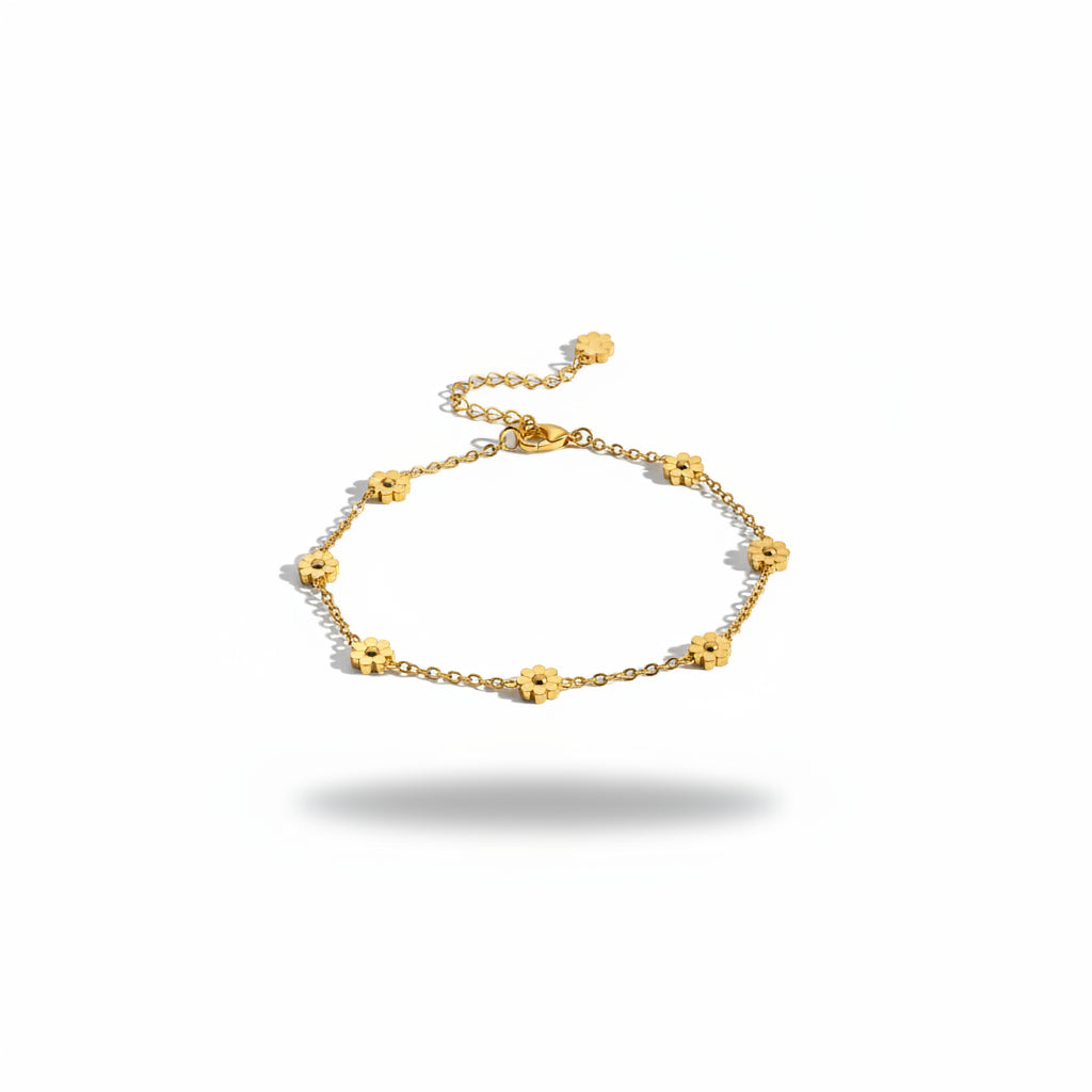 Small Gold Flower Chain Bracelet