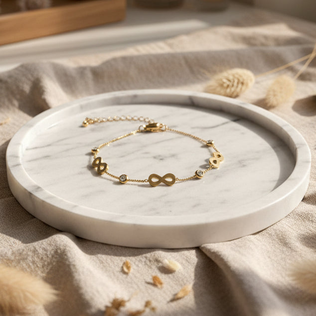 Infinity & Stone Chain Bracelet