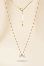 White Crystal Bow Chain With Studs