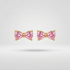 Pink Crystal Bow Chain With Studs