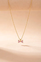 Pink Crystal Bow Chain With Studs