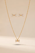 White Crystal Bow Chain With Studs