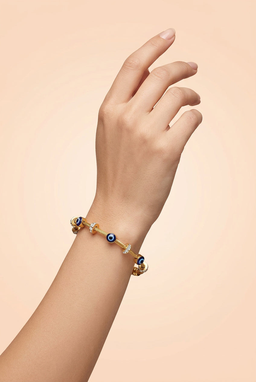Gold Evileye Unisex Magnetic Kada Bracelet