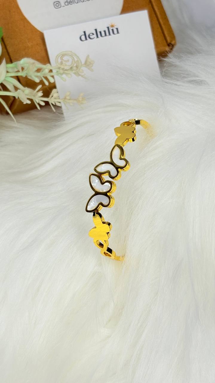 White butterfly kada bracelet