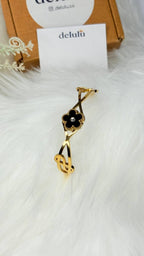 Black flower kada bracelet