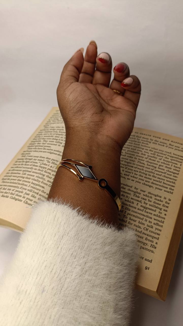 Black diamond kada bracelet
