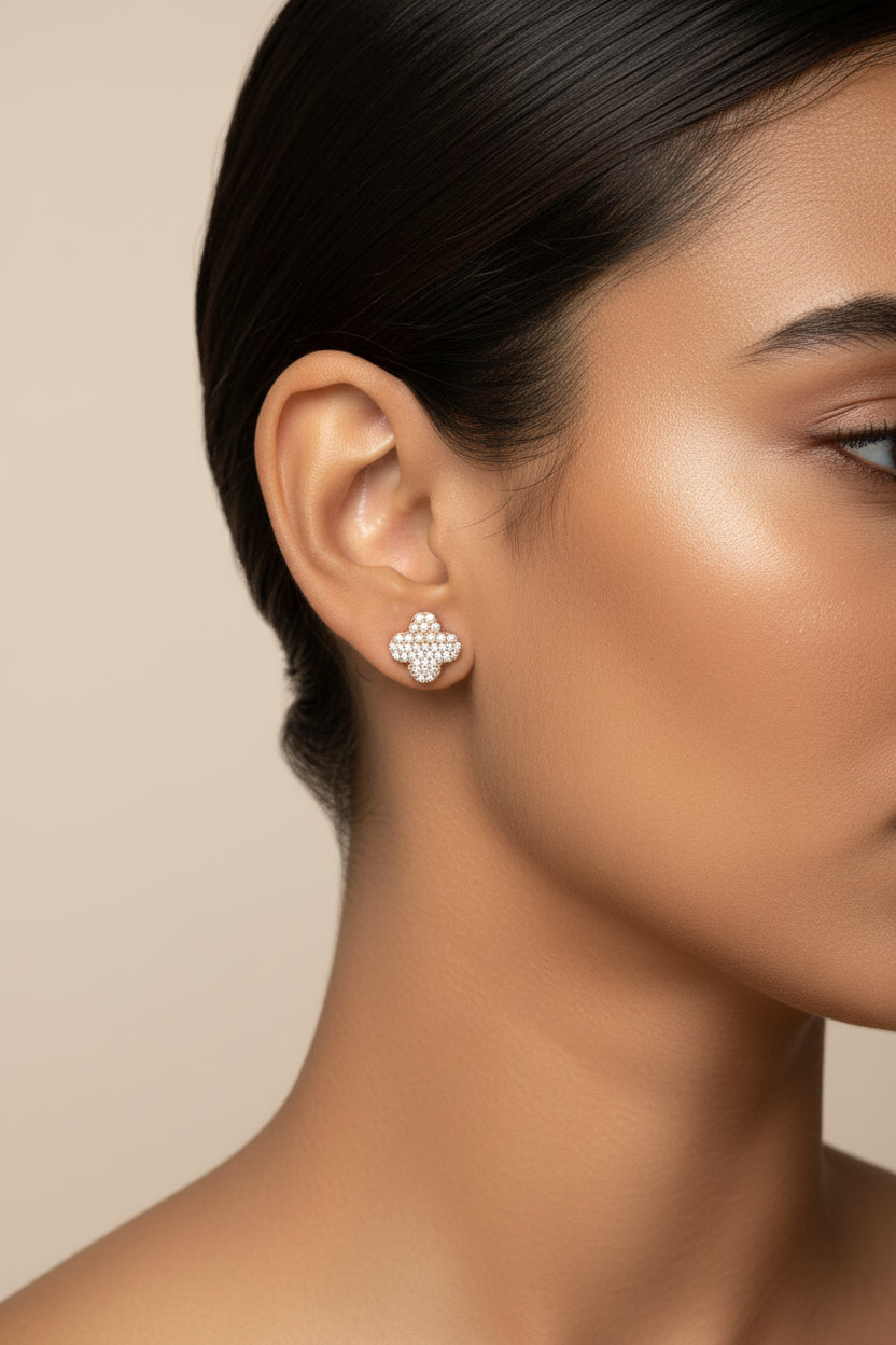 Rose Gold Clover Stud Earrings