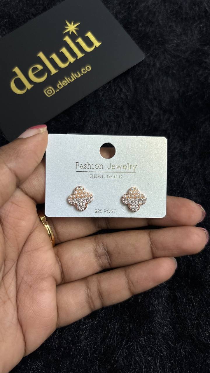 Rose Gold Clover Stud Earrings