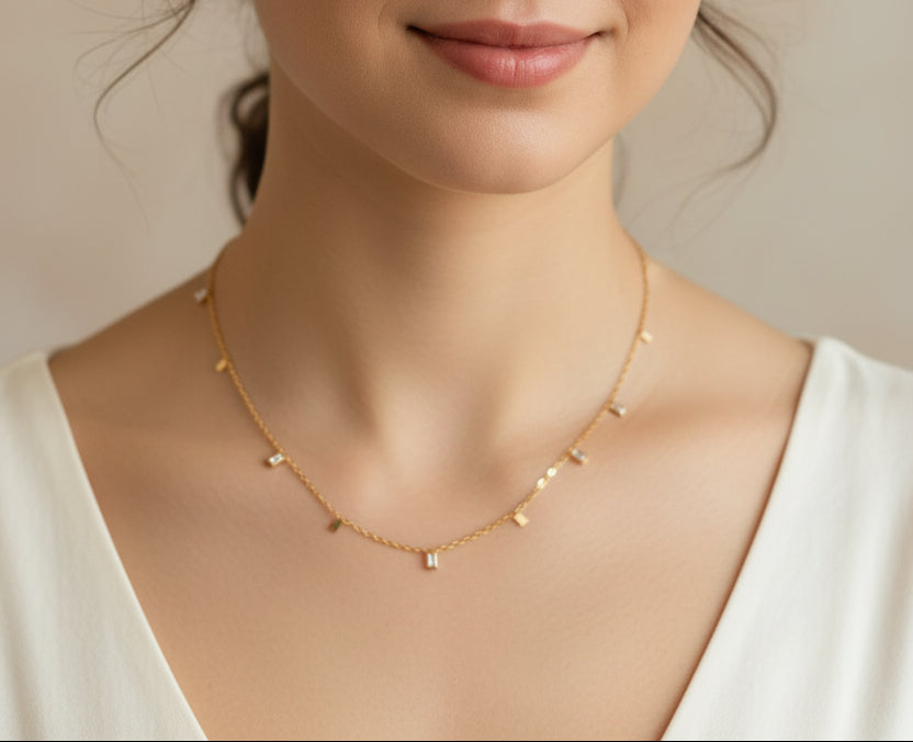 White charms stone chain